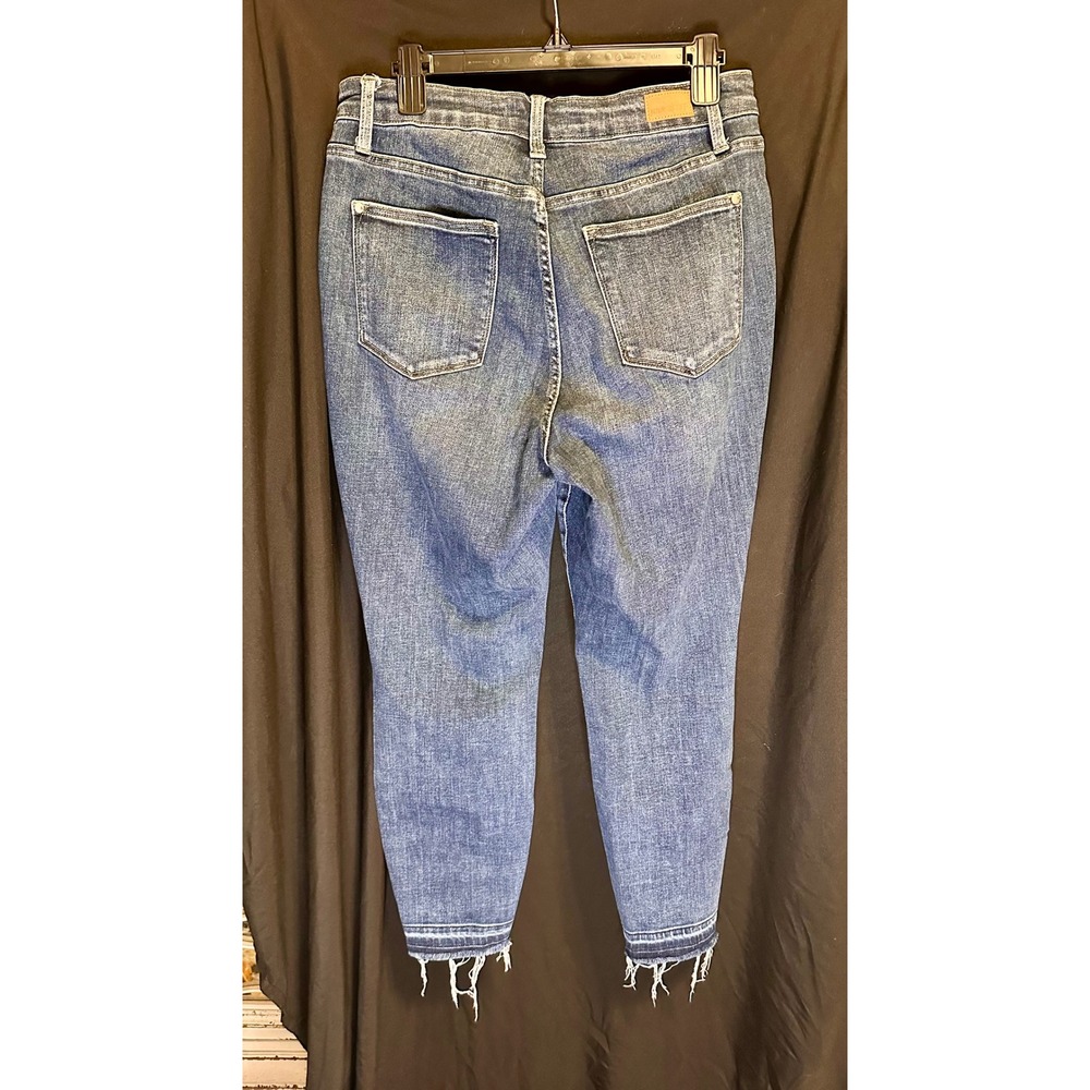 Judy Blue Skinny Jeans Womens 14W Blue Excellent Raw Hem Distressed 82255 - Picture 2 of 5